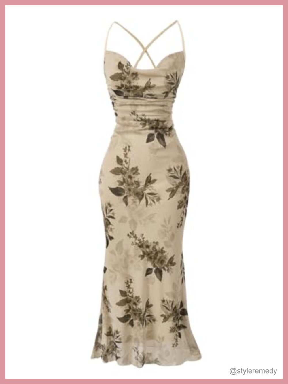 Floral Mesh Cami Dress Bodycon Cowl Neck Sleeveless Maxi Dress Summer